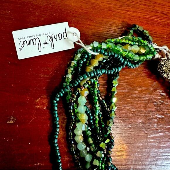 Park Lane NWT Ivy Emerald Green Beaded Necklace Magnetic Ball CZ Crystal clasp - Picture 5 of 11